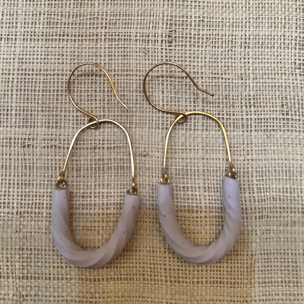 COPY - COPY - Earrings clayhoops,hammered 14k gold fill metal and polymer clay.